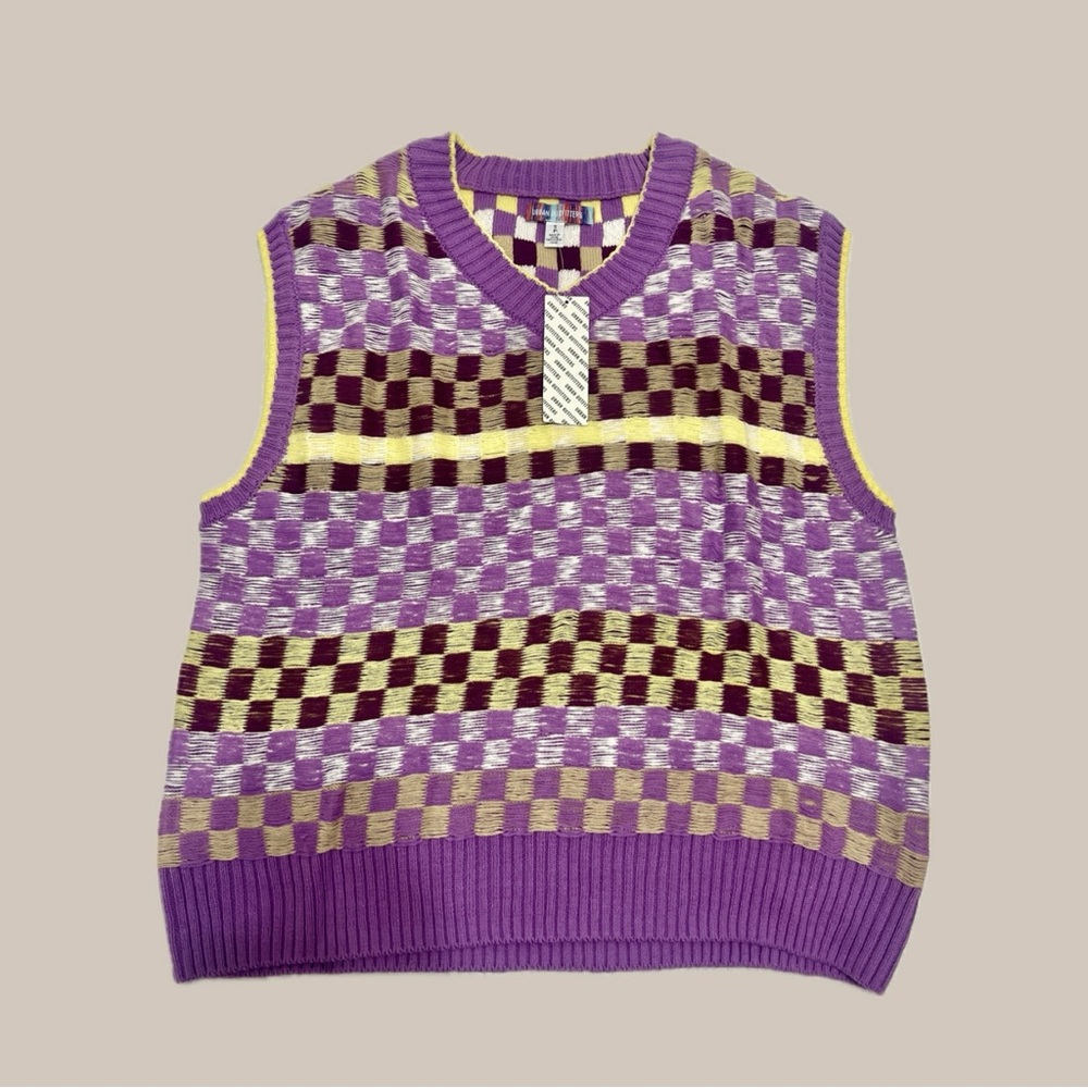 NWT Urban Outfitters Purple and Lime Green Knit Vest